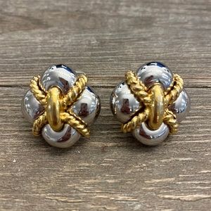 Vintage Ciner Silver and Gold Clip On Earrings